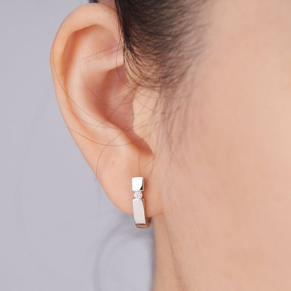 Pendientes de aro con moissanita para mujer en plata de ley