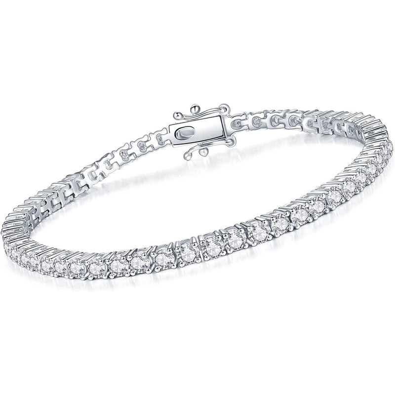 Pulsera de tenis de moissanita para mujer en plata de ley de 3 mm