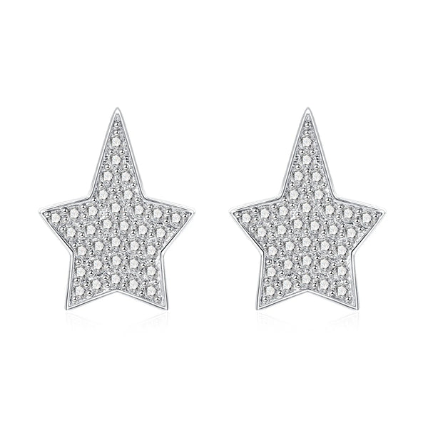 Pendientes con forma de estrella pavé de moissanita para mujer