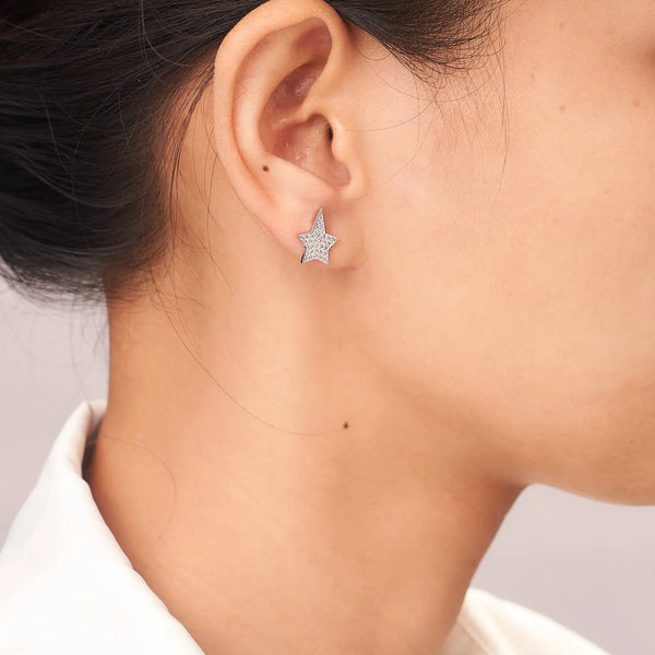 Pendientes con forma de estrella pavé de moissanita para mujer