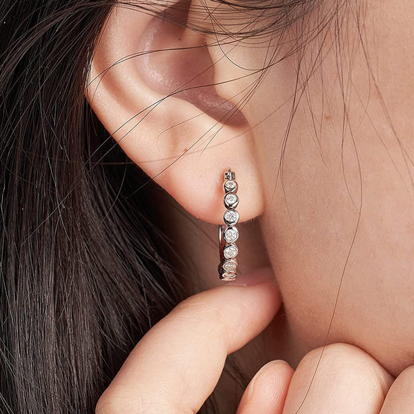 Pendientes de aro con burbujas de moissanita para mujer en plata