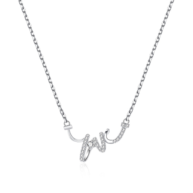 Collares con letras de amor de moissanita para mujer en plata de ley