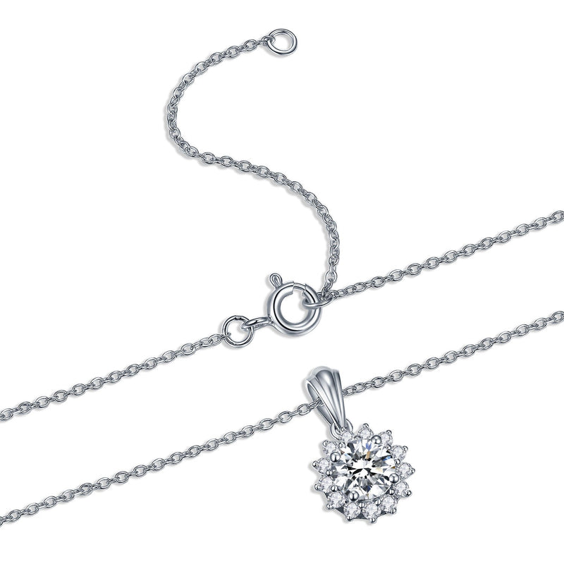 Collares colgantes con racimo de flores de moissanita para mujer, 1 ct