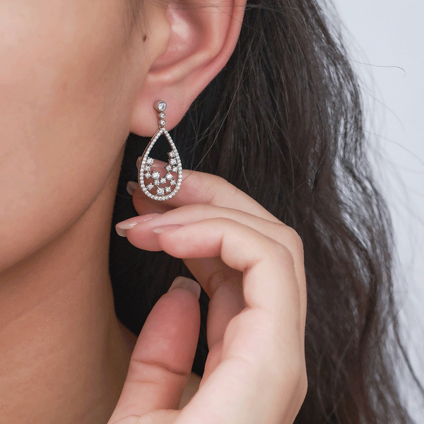 Pendientes colgantes con forma de lágrima de moissanita para mujer