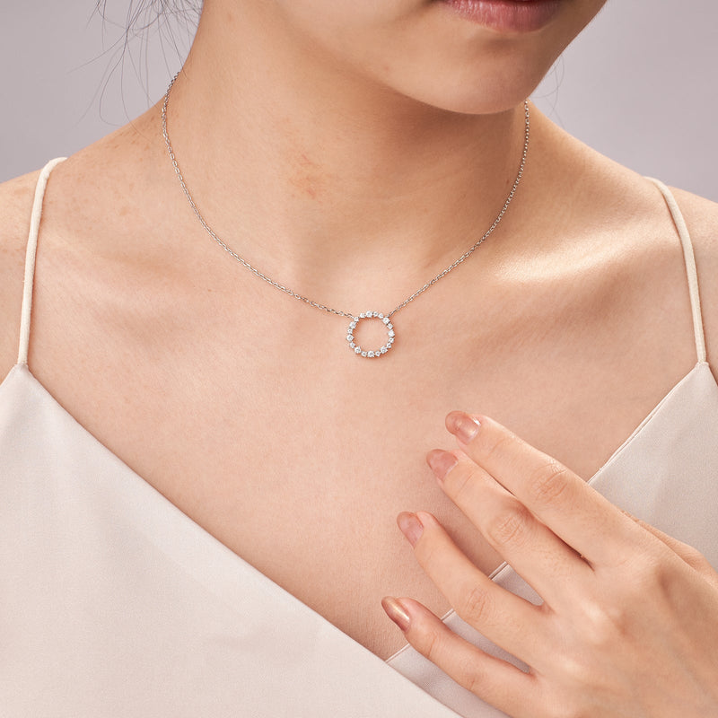 Collares colgantes de círculos de moissanita para mujer