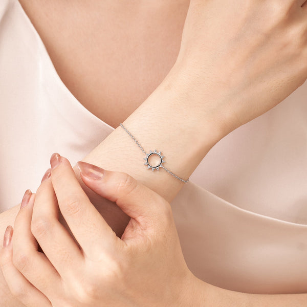 Pulseras de sol de moissanita para mujer en plata de ley