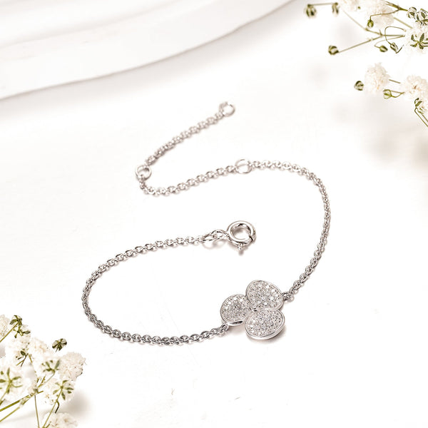 Pulseras de flores de moissanita para mujer en plata de ley