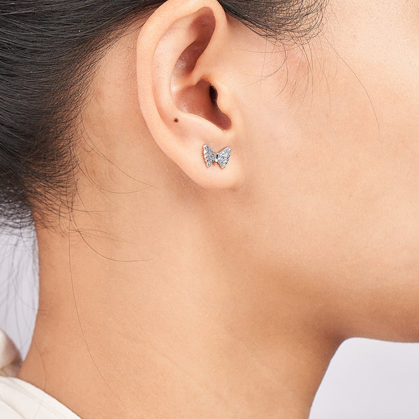 Pendientes de mariposa azul con moissanita para mujer