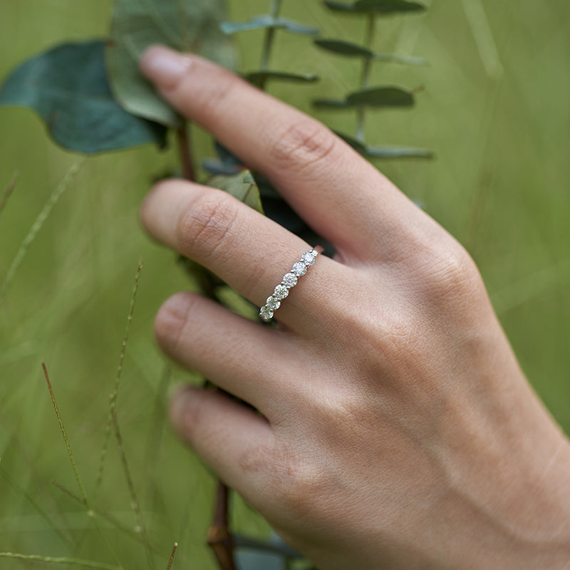 Anillos de boda apilables de moissanita de 6 piedras para mujer, 0,7 quilates